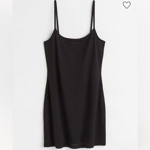 H&M • Black Crochet-Like Jersey Dress Size Medium